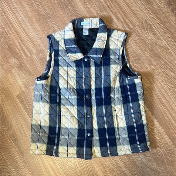 Rebecca Malone Blue and Yellow Plaid Vest medium - Picture 1 of 6